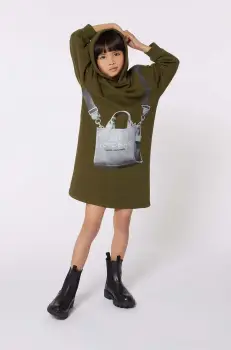 Marc Jacobs rochie din bumbac pentru copii culoarea verde, mini, drept, W60363 imagine
