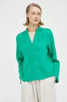 Marc O'Polo bluza din in culoarea verde, neted imagine