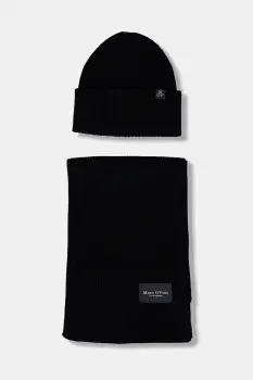 Marc O'Polo caciula si fular din bumbac culoarea negru, 530502209024 imagine