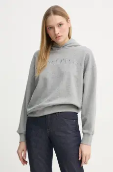 Marc O'Polo hanorac de bumbac femei, culoarea gri, cu gluga, cu imprimeu, 502407354165 imagine