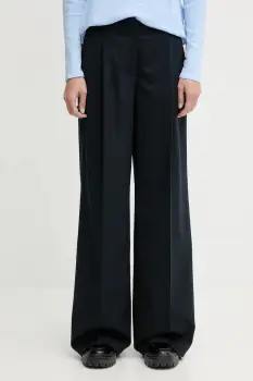 Marc O'Polo pantaloni cu lana culoarea bleumarin, drept, high waist, 600015310005 imagine