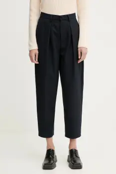 Marc O'Polo pantaloni culoarea bleumarin, fason tigareta, high waist, 5000007591 imagine