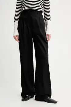 Marc O'Polo pantaloni culoarea negru, lat, high waist, 506034110105 imagine