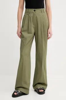 Marc O'Polo pantaloni culoarea verde, lat, high waist, 506034110105 imagine