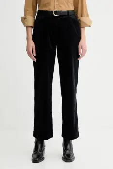 Marc O'Polo pantaloni de catifea cord culoarea bleumarin, drept, high waist, 511104110441 imagine