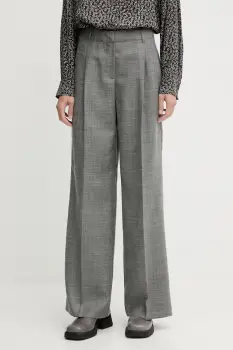 Marc O'Polo pantaloni de lana culoarea gri, drept, high waist, 600006810005 imagine