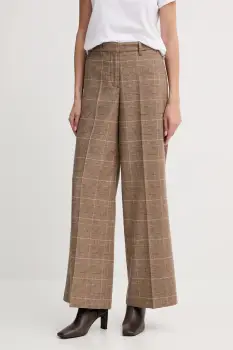 Marc O'Polo pantaloni din lana culoarea maro, lat, high waist, 508015010417 imagine