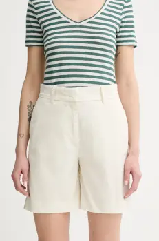 Marc O'Polo pantaloni scurti culoarea bej, uni, high waist, 503040015019 imagine