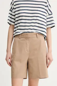 Marc O'Polo pantaloni scurti culoarea bej, uni, high waist, 503040015019 imagine