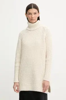 Marc O'Polo pulover culoarea bej, calduros, cu guler, 5000007659 imagine