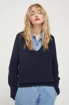 Marc O'Polo pulover de bumbac culoarea albastru marin imagine