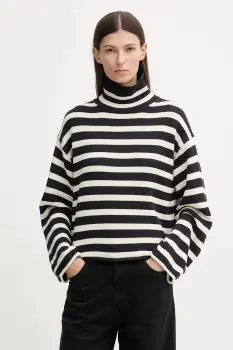 Marc O'Polo pulover de bumbac culoarea bleumarin, cu guler, 600605960013 imagine