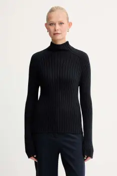 Marc O'Polo pulover de bumbac culoarea bleumarin, cu turtleneck, 509605960173 imagine