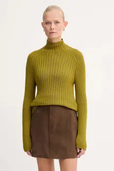 Marc O'Polo pulover de bumbac culoarea verde, cu turtleneck, 509605960173 imagine