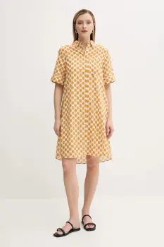 Marc O'Polo rochie din bumbac culoarea galben, mini, drept, 516080921241 imagine