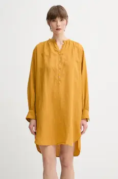 Marc O'Polo rochie din in culoarea galben, mini, drept, M04113521171 imagine