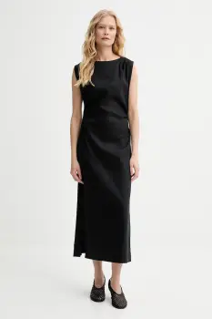 Marc O'Polo rochie din in culoarea negru, midi, evazata, 504095221087 imagine