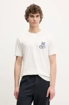 Marc O'Polo tricou din bumbac barbati, culoarea alb, cu imprimeu, 522201251232 imagine