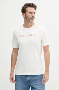 Marc O'Polo tricou din bumbac barbati, culoarea alb, cu imprimeu, 523201251182 imagine