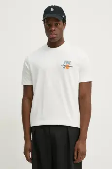 Marc O'Polo tricou din bumbac barbati, culoarea bej, cu imprimeu, 5000005973 imagine