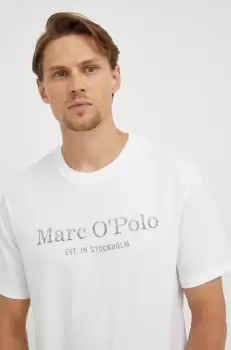 Marc O'Polo tricou din bumbac culoarea alb, cu imprimeu imagine