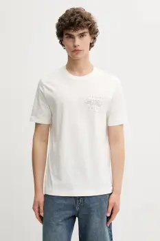 Marc O'Polo tricou din bumbac culoarea bej, cu imprimeu, 526201251138 imagine