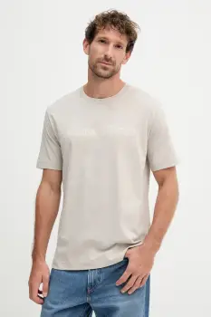 Marc O'Polo tricou din bumbac culoarea bej, cu imprimeu, 526201251154 imagine