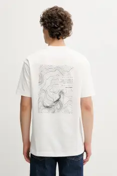 Marc O'Polo tricou din bumbac culoarea bej, cu imprimeu, 526206451158 imagine