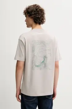 Marc O'Polo tricou din bumbac culoarea bej, cu imprimeu, 526206451158 imagine