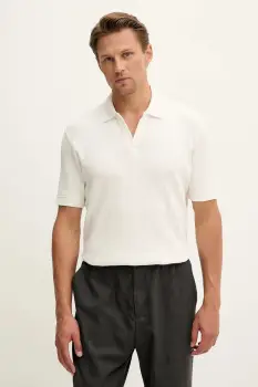 Marc O'Polo tricou polo culoarea bej, neted, 528304053226 imagine