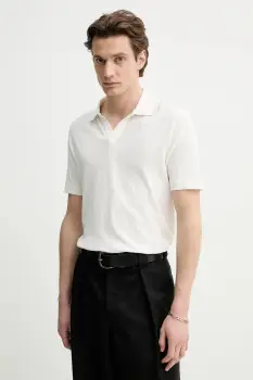 Marc O'Polo tricou polo din in barbati, culoarea alb, neted, 523209153026 imagine