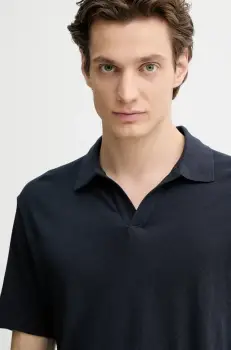 Marc O'Polo tricou polo din in barbati, culoarea albastru marin, neted, M23209153026 imagine