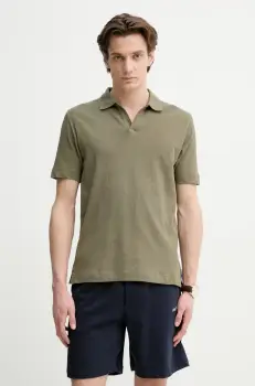 Marc O'Polo tricou polo din in barbati, culoarea verde, neted, M23209153026 imagine