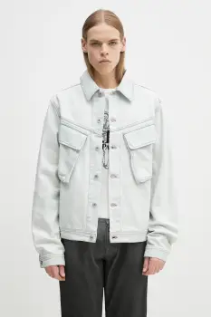 Marcelo Burlon geaca din denim Bleach Denim Cargo Jacket Light Blue No de tranzitie, CMYE01HS25DEN0014000 imagine