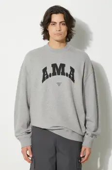 Marcelo Burlon hanorac de bumbac Ama Comfort Crewneck barbati, culoarea gri, cu imprimeu, CMBA097F24FLE0030810 imagine