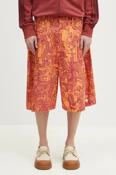 Marcelo Burlon pantaloni scurti din bumbac Aop Mech Pajama Shorts Orange Burgundy barbati, culoarea portocaliu, CMCB00AS25FAB0012028 imagine