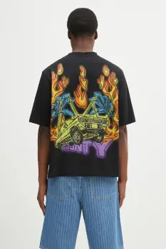 Marcelo Burlon tricou din bumbac County Flame Boxy T-Shirt Black Red barbati, culoarea negru, cu imprimeu, CMAA05AS25JER0071025 imagine