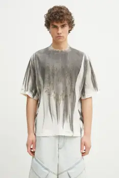 Marcelo Burlon tricou din bumbac Fire Heart Spray Boxy T-Shirt Ecru Mediu barbati, culoarea bej, cu imprimeu, CMAA05AS25JER0096F06 imagine