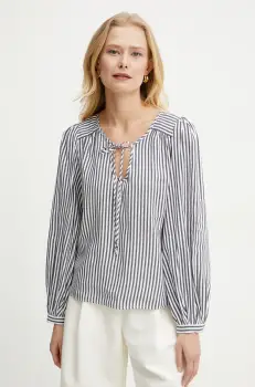 Marella bluza din amestec de in ADDA femei, culoarea albastru marin, modelator, 2513111044200 imagine