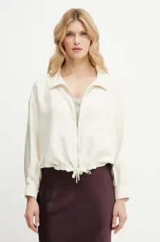 Marella bluza din matase PRESIDE culoarea bej, uni, 2513041065200 imagine