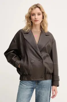 Marella geaca de piele culoarea maro, de tranzitie, oversize, 2523446014200 imagine