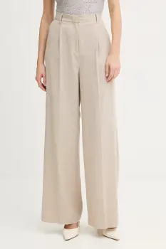 Marella pantaloni cu lana Emme by Marella culoarea bej, lat, high waist, 2525136102200 imagine