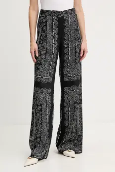 Marella pantaloni culoarea negru, lat, high waist, 2523136271200 imagine