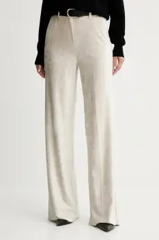 Marella pantaloni de catifea cord culoarea bej, drept, high waist, 2523786034200 imagine