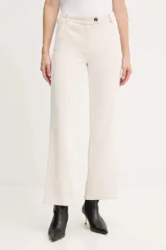 Marella pantaloni de catifea cord Emme by Marella culoarea bej, drept, high waist, 2525136052200 imagine