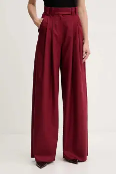 Marella pantaloni de lana culoarea bordo, lat, high waist, 2523136182200 imagine
