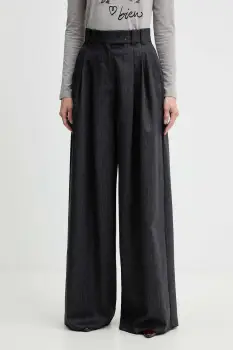 Marella pantaloni de lana culoarea gri, lat, high waist, 2523136182200 imagine