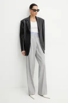 Marella pantaloni din in AUTOCAR femei, culoarea gri, fason tigareta, high waist, 2513131024200 imagine