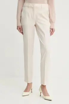 Marella pantaloni din lana culoarea bej, fason chinos, high waist, 2423136052200 imagine