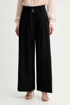 Marella pantaloni din lana culoarea negru, lat, high waist, 2523136011200 imagine